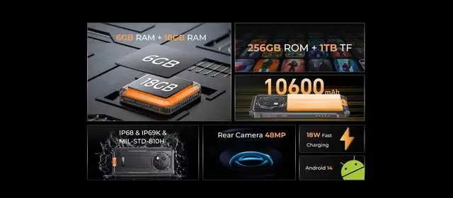 Смартфон Oukitel G1 Black 6/256Gb 10600mAh NFC Защищенный Global
