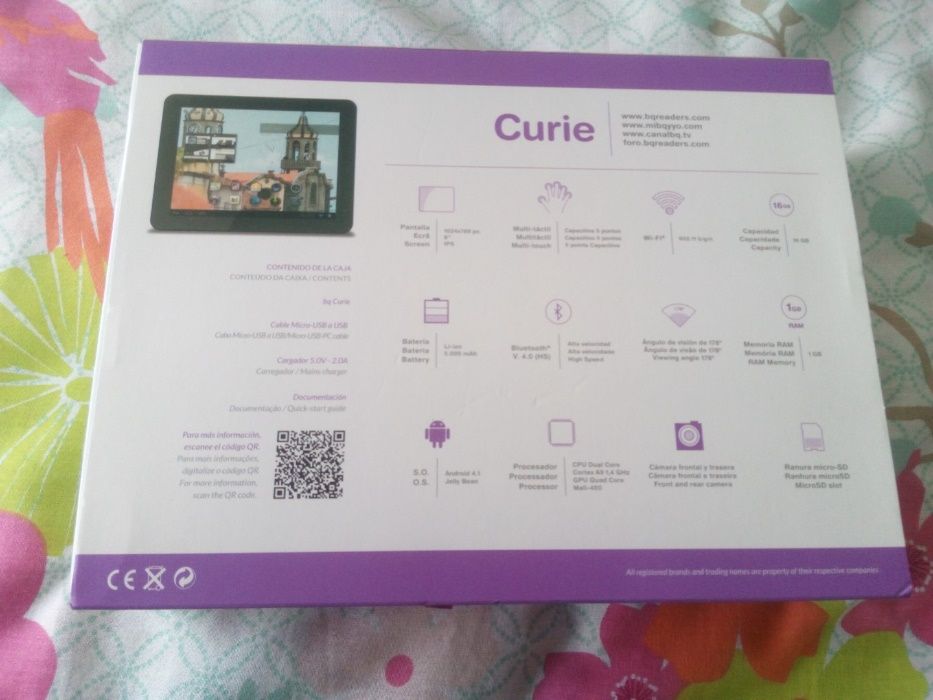 Tablet BQ Curie 8'' 16GB + acessórios (pouco uso)
