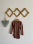 Body name it 86/92 prążek koronka brązowo brudny róż jak newbie
