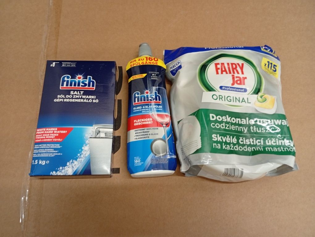 Zestaw do zmywarki finish i fairy jar kapsułki