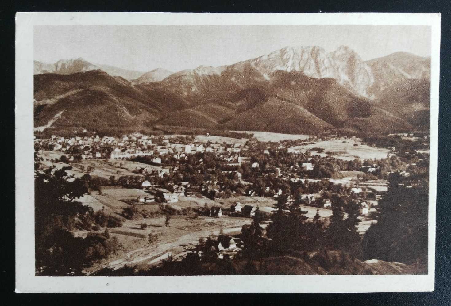 Pocztówka Zakopane widok ogólny Giewont Fotografia PRL