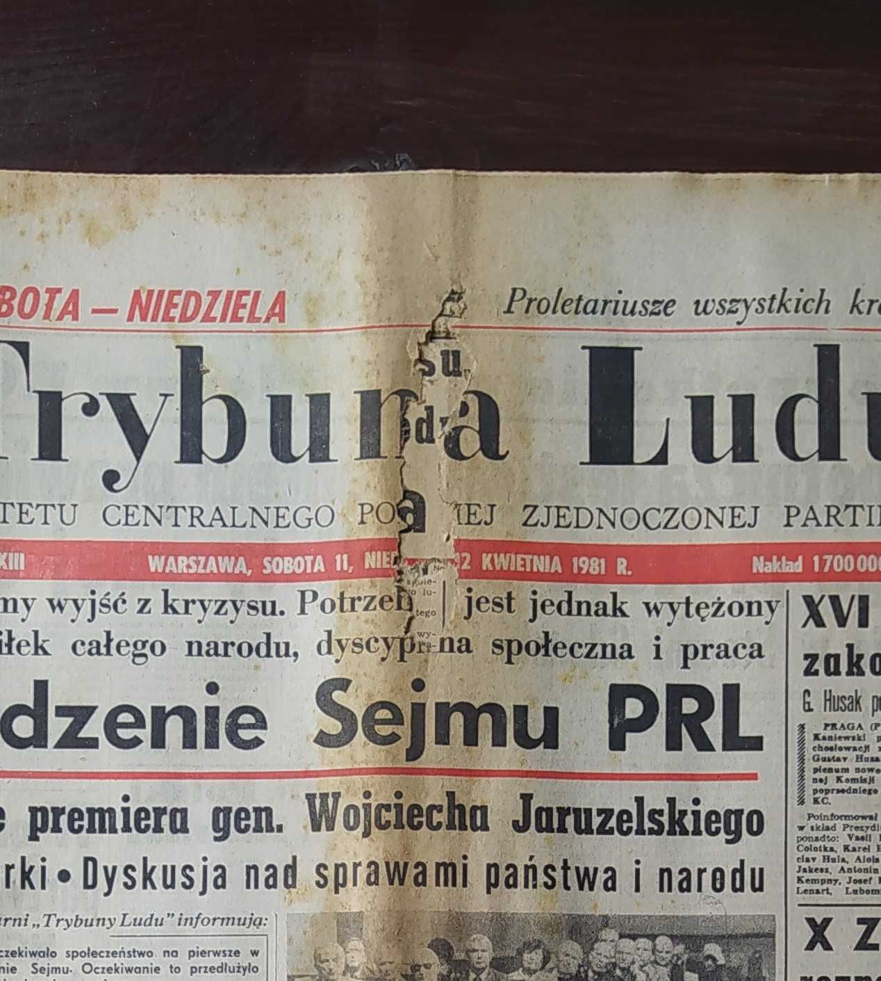 Gazeta TRYBUNA LUDU Nr 86 (11404), 11/12 IV 1981 r. PRL