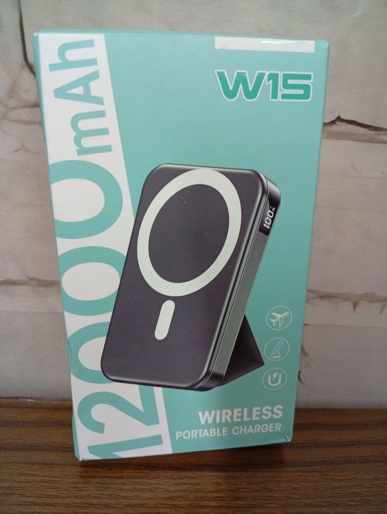 Bezprzewodowy magnetyczny powerbank 12000 mah do ładowania telefonu