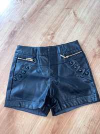 716/ Seksowne spodenki eko skora XS z zamkami szorty spodnie krótkie