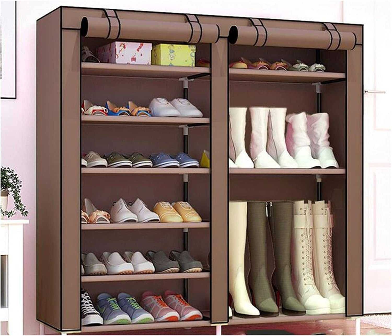 Тканинна подвійна полиця-шафа стелаж для взуття  Shoe Cabinet 6х2 пол.