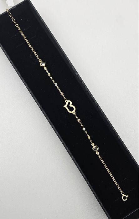 Złota bransoletka z sercem 585 GOLD MONEY