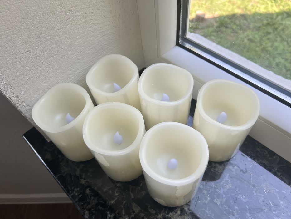 Набір безполумяних свічок з воску на батарейках, 6 шт