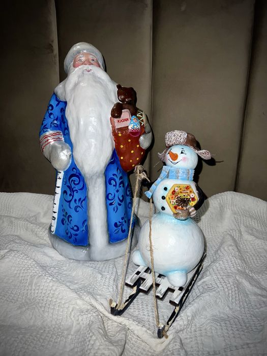 Дед мороз и снегурочка снеговик ссср, елочные игрушки