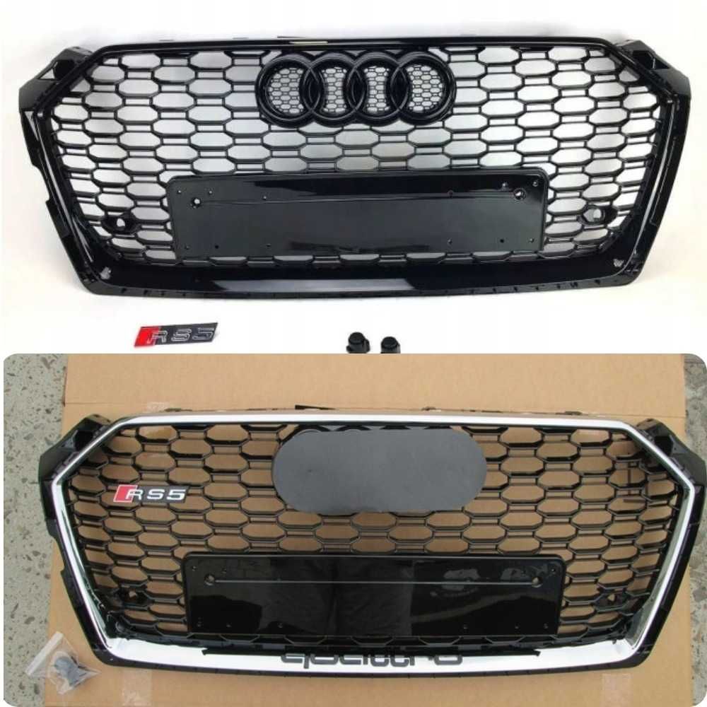 Grill Audi A5 2016+ styl Audi RS5 chrome/black quattro  Wysyłka gratis