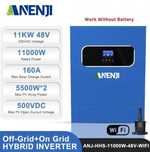 Inwerter Anenji 11kW hybrydowy, offgrid akumulator 48V WiFi Lifepo4