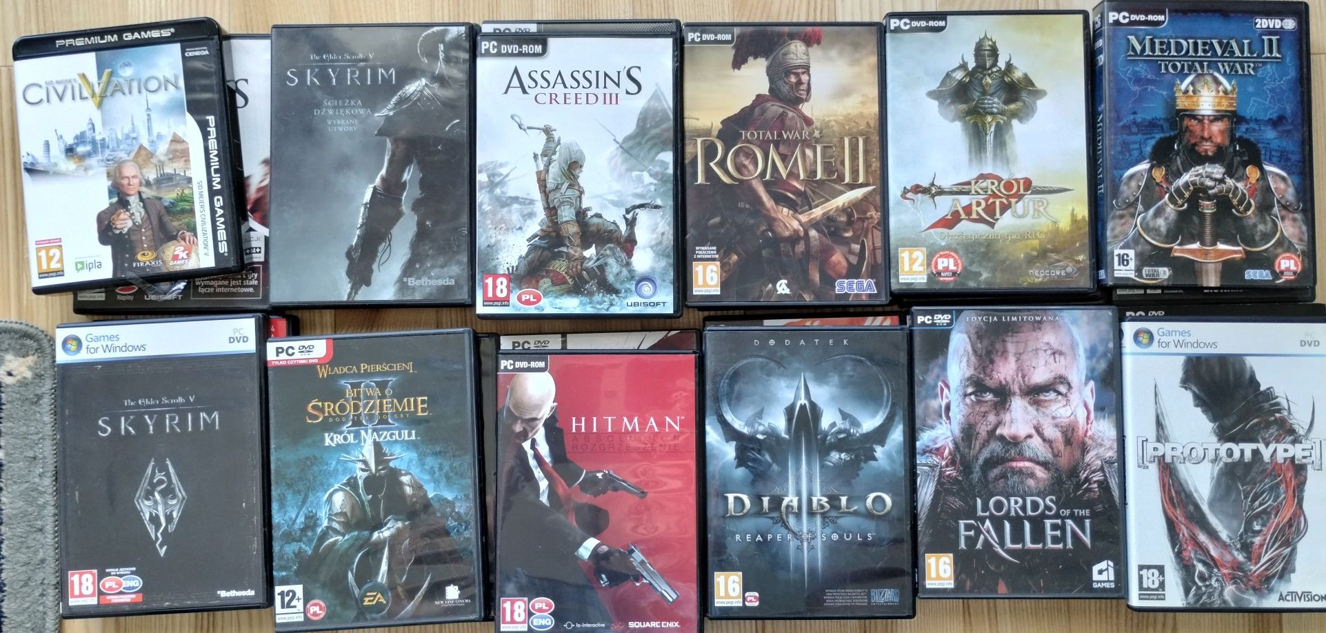 Gry na PC oryginały 27 sztuk assassin's Wiedźmin król nazguli inne