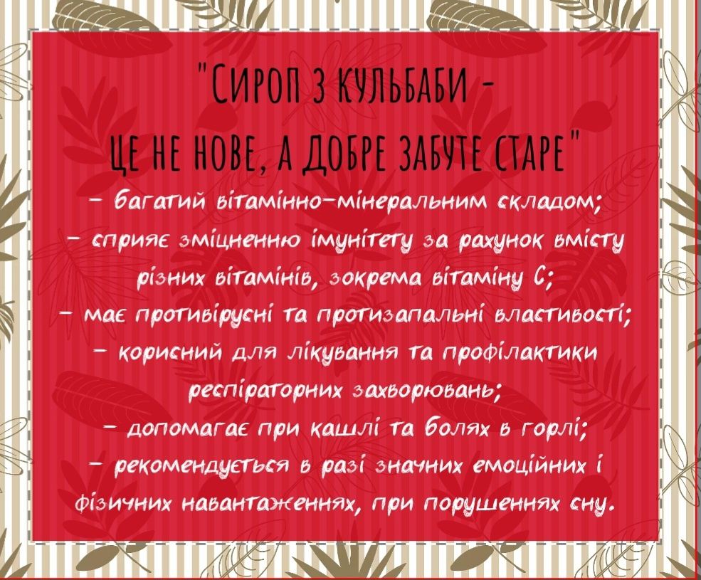 Сиропи - малина, хвоя, м'ята, бузина, чорниця, брусниця