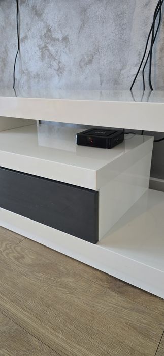 Nowoczesna Szafka RTV pod TV wysoki połysk biało szara antracyt