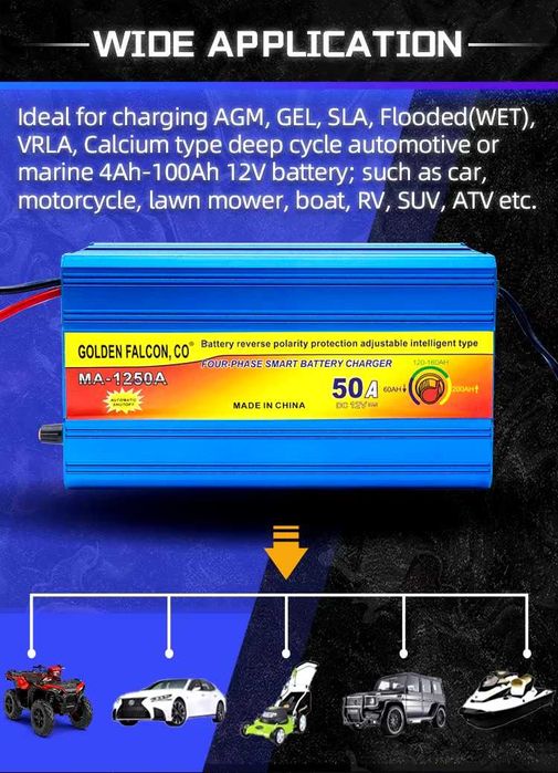 Найпотужніший зарядний пристрій для акумуляторів 12V / 50A