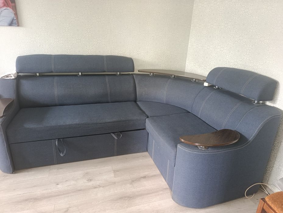 Кутовий диван, синьо-сірого кольору