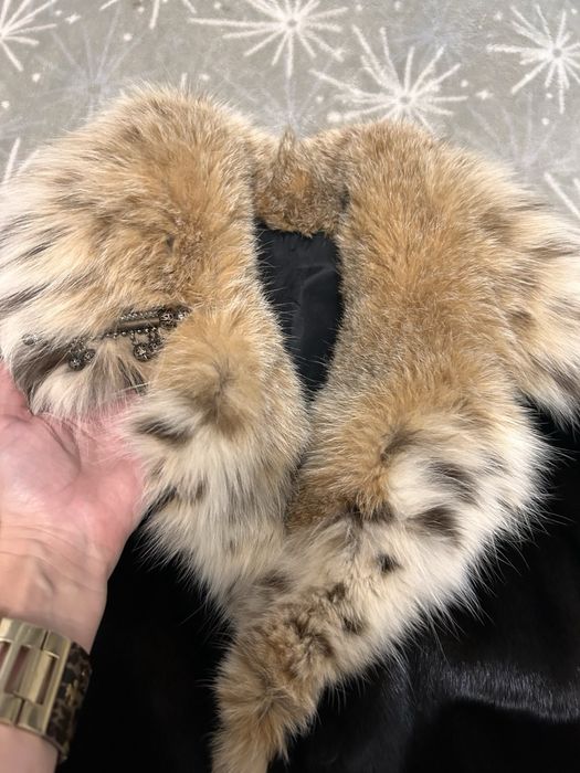 Шуба норкова комір рись