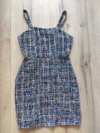 Sukienka mini Primark S M jak nowa x dodatkiem wełny kolorowa chanelka