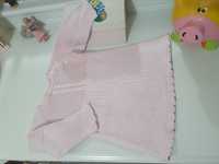 Vestido malha cor de rosa 3-6meses