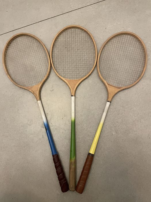 Paletka drewniana badmington 3 sztuki stare vintage prl retro gra