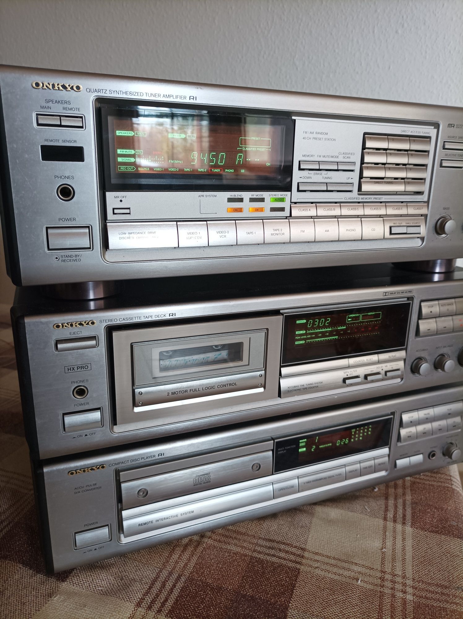 Wieża Onkyo TX7830,TA2820,DX6810 , pilot, papiery, vintage, audiofilsk