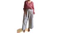 Wendy Trendy 38 40 szerokie spodnie kuloty len bawełna palazzo