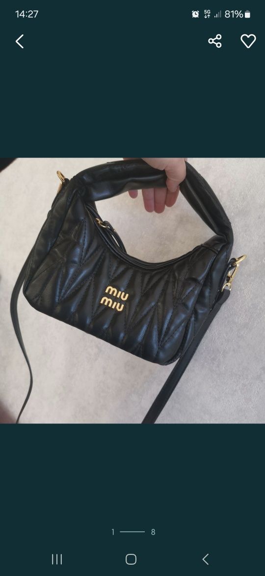 Napis miu miu torebka czarna damska hit