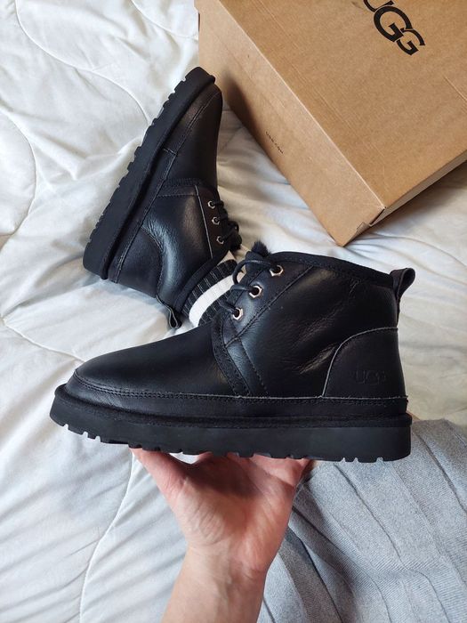 Уггі Чоловічі UGG Neumel Leather Black (Шкіра) Size 44 Скидка