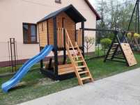 Domek dla dzieci plac zabaw wspinaczka  huśtawka