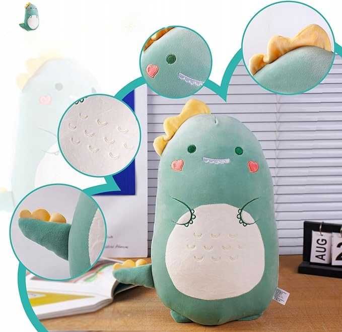 Maskotka Przytulanka Miękki Pluszowy Miś Zielony Dinozaur 40 cm
