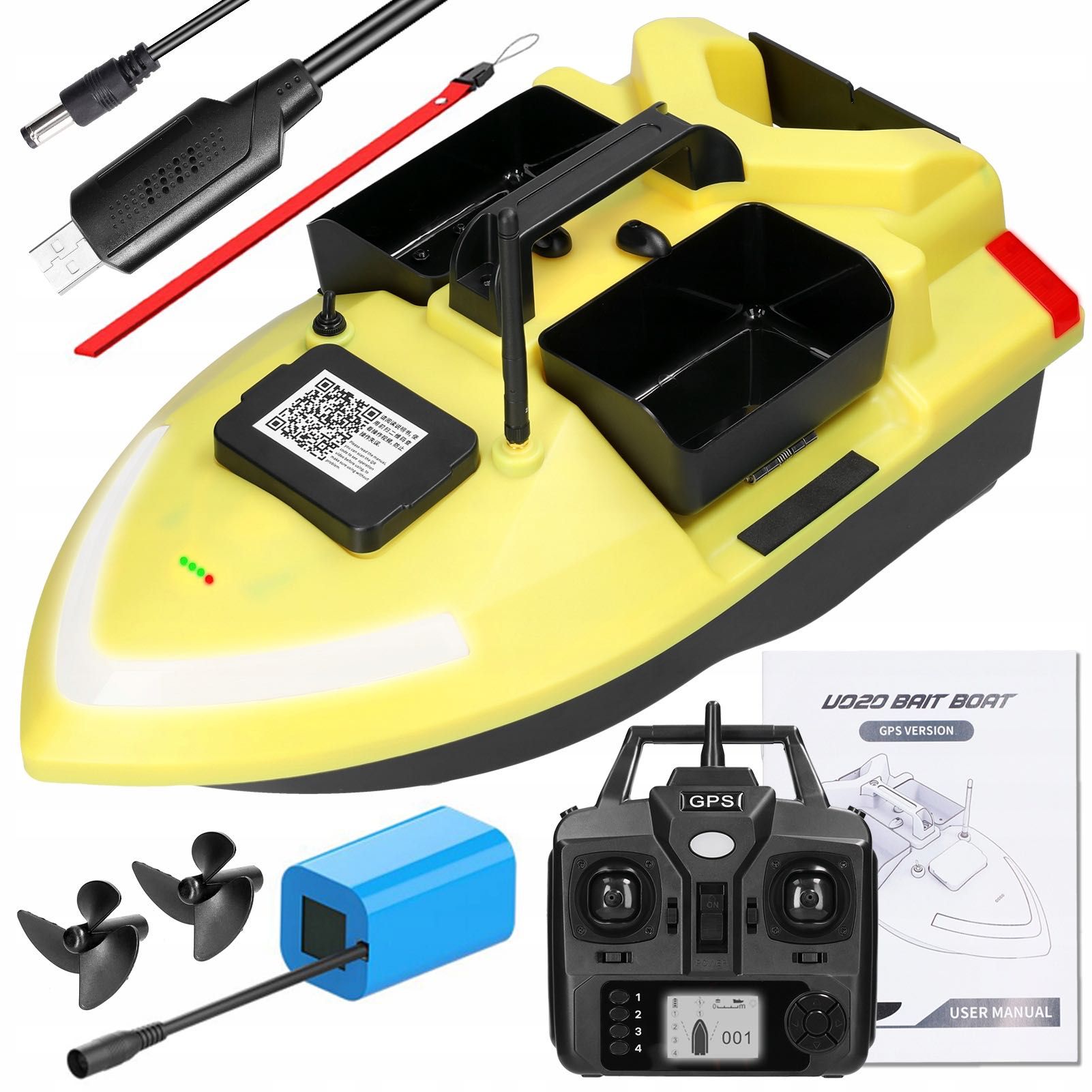 ŁÓDKA ZANĘTOWA GPS Zasięg 500m Ładowność 2kg 12000mAh