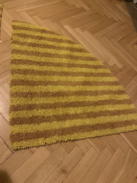 Dywaniki IKEA półokrągłe narożne, żółto-brązowe, komplet 2 szt