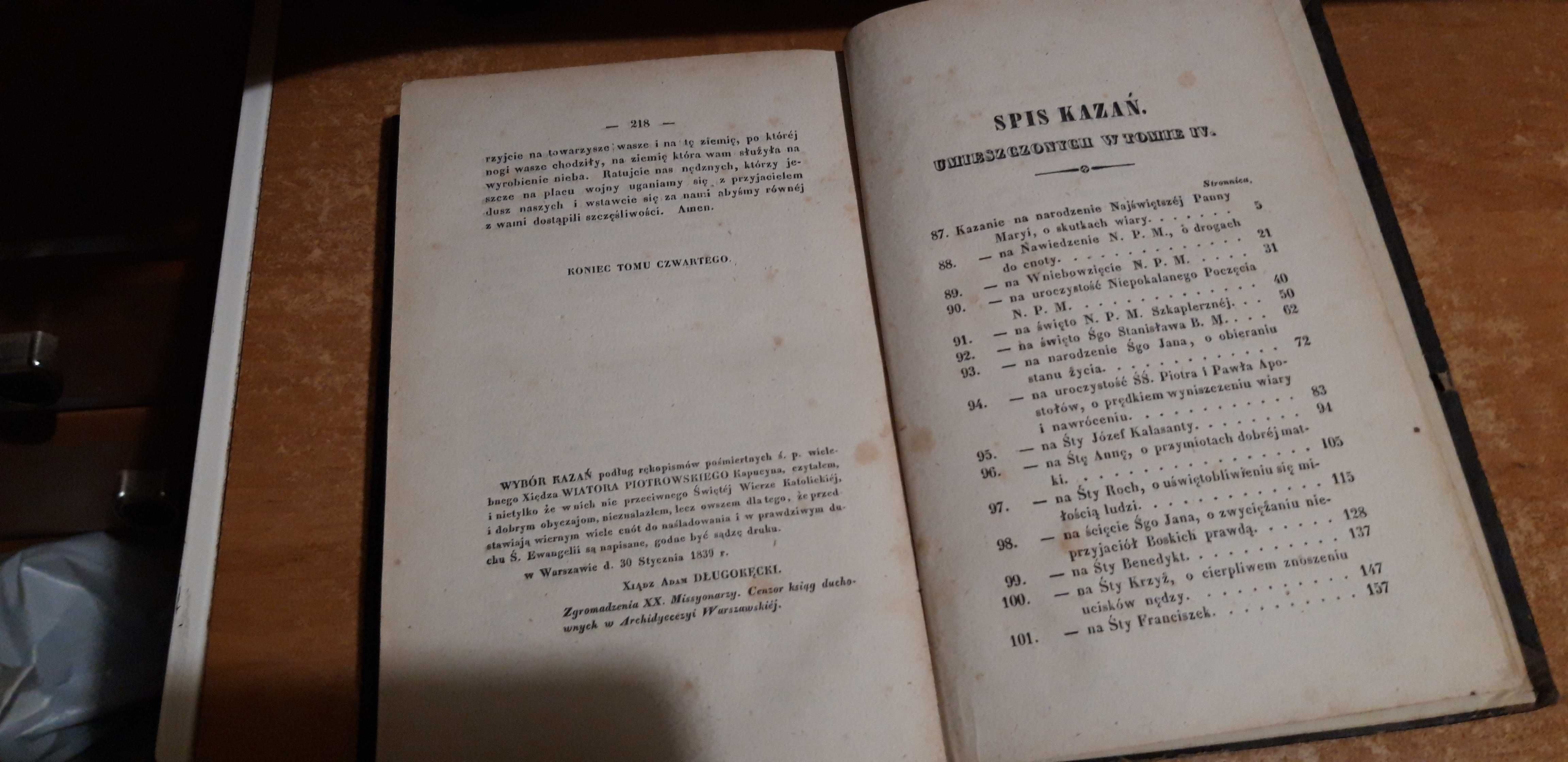 Wybór  Kazań,t.3-4 -X.W. Piotrowski - W - wa1840 psk.