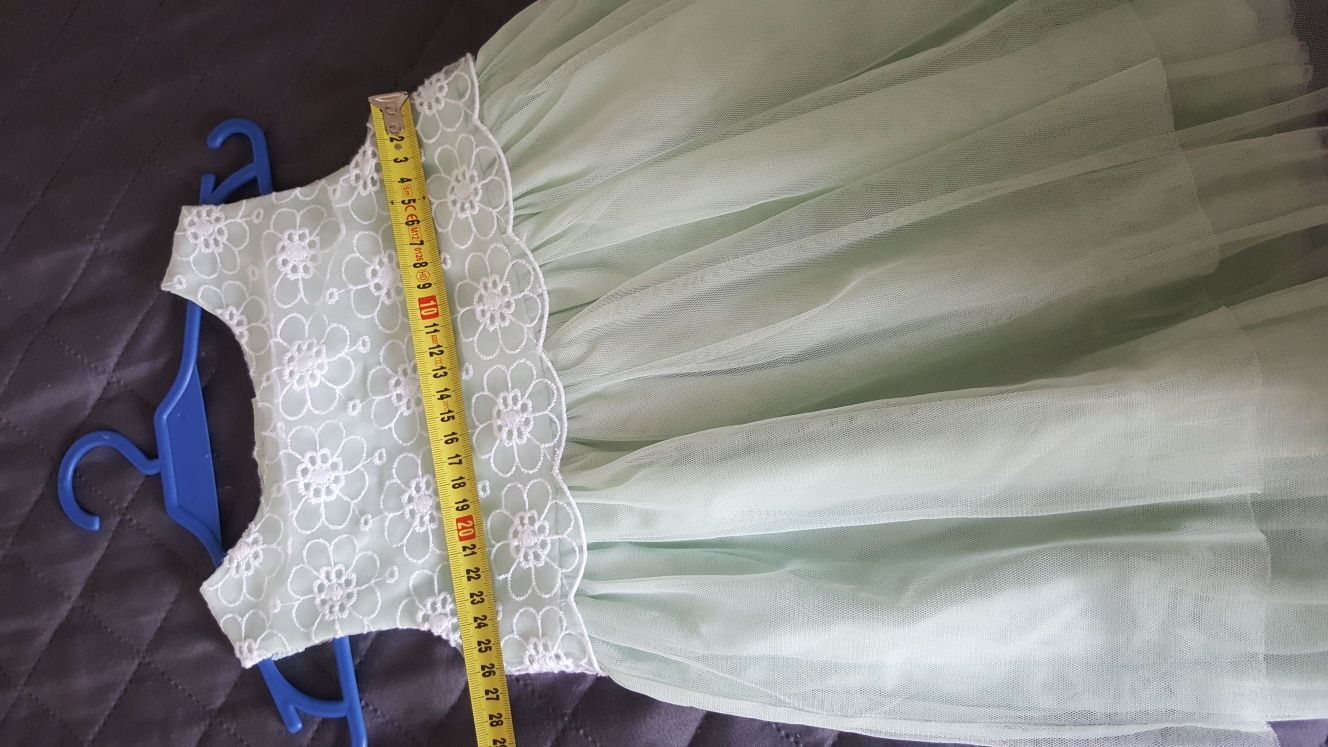Sukienka sukieneczka pastelowa na wesele elegancka tiul miętow