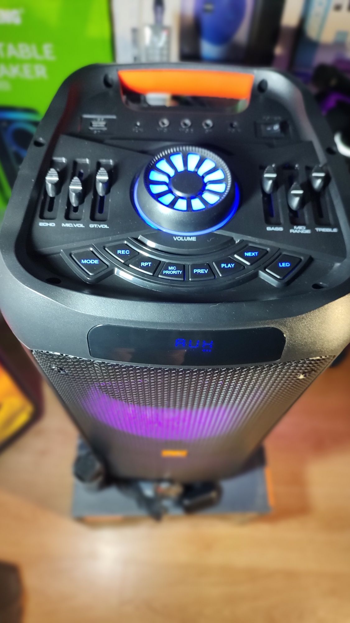 Блютуз акустика Караоке Temeisheng-208 USB/FM//микрофон/пульт ДУ/