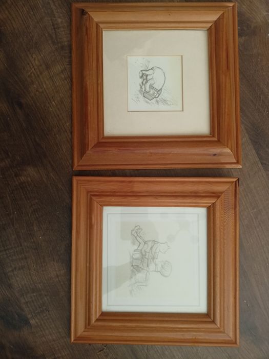 Obrazek ręcznie rysowany Kubuś Puchatek prezent dla dziecka rama