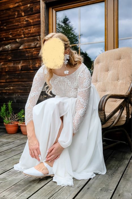 Śliczna suknia ślubna, koronkowa boho. Szyta na miarę, M Ślub, wesele