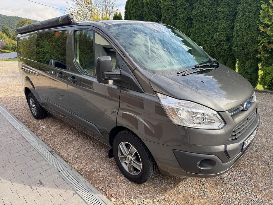 Ford Transit Custom CAMPER/ BRYGADÓWKA 6 osobowy, salon Polska, markiza, łóżko, dodatki