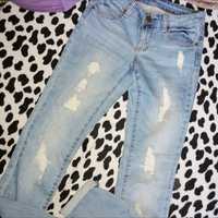 NEW YORKER spodnie jeansy dżinsy zwężane rurki dziury podszyte XS Nowe