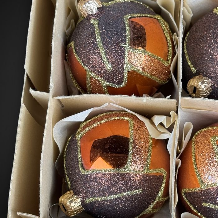 Ozdoby choinkowe bombki brokatowe PRL kolorowe B41/101606