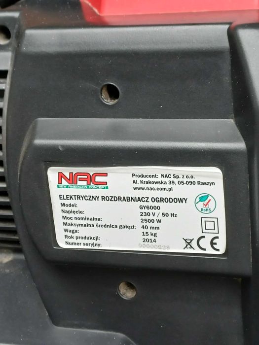 Rozdrabniacz do gałęzi NAC GY6000