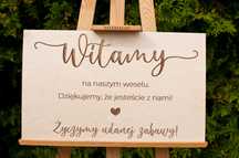 Drewniana grawerowana tablica powitalna, ślub, wesele, Witamy gości