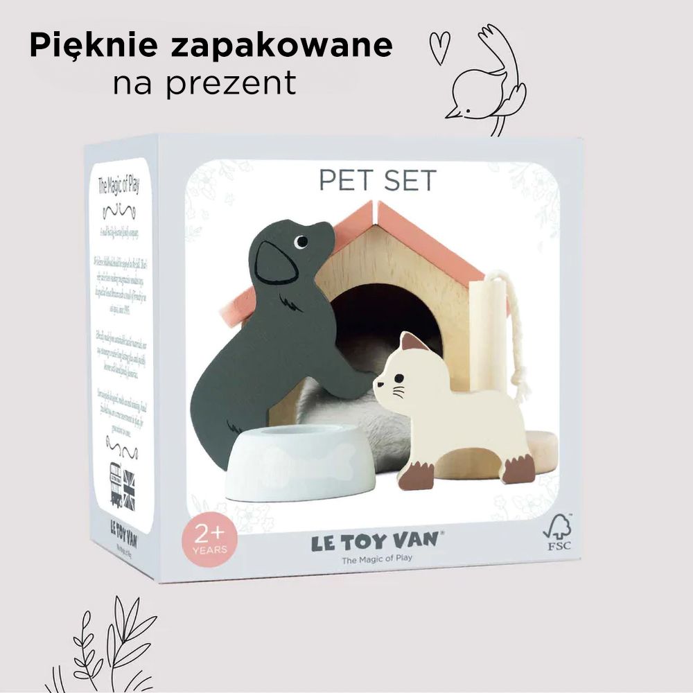 Drewniane mebelki do domku dla lalek zestaw zwierzątka, Le Toy Van