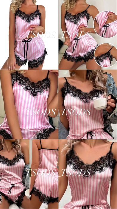 Пижама женская VS кружевная пижамка Виктория сикрет розовая шортами СМ