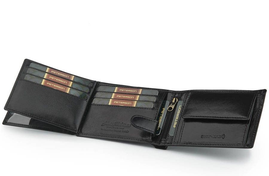skórzany portfel męski z ochroną kart zbliżeniowych - peterson