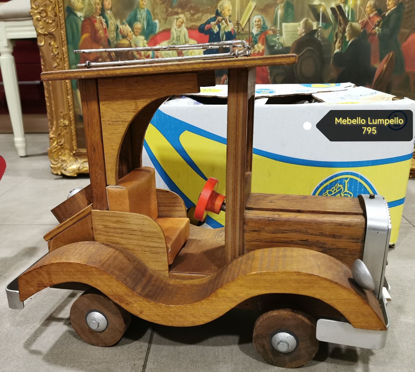 Auto retro drewniane duże zabawka samochód dekoracja dla dziecka