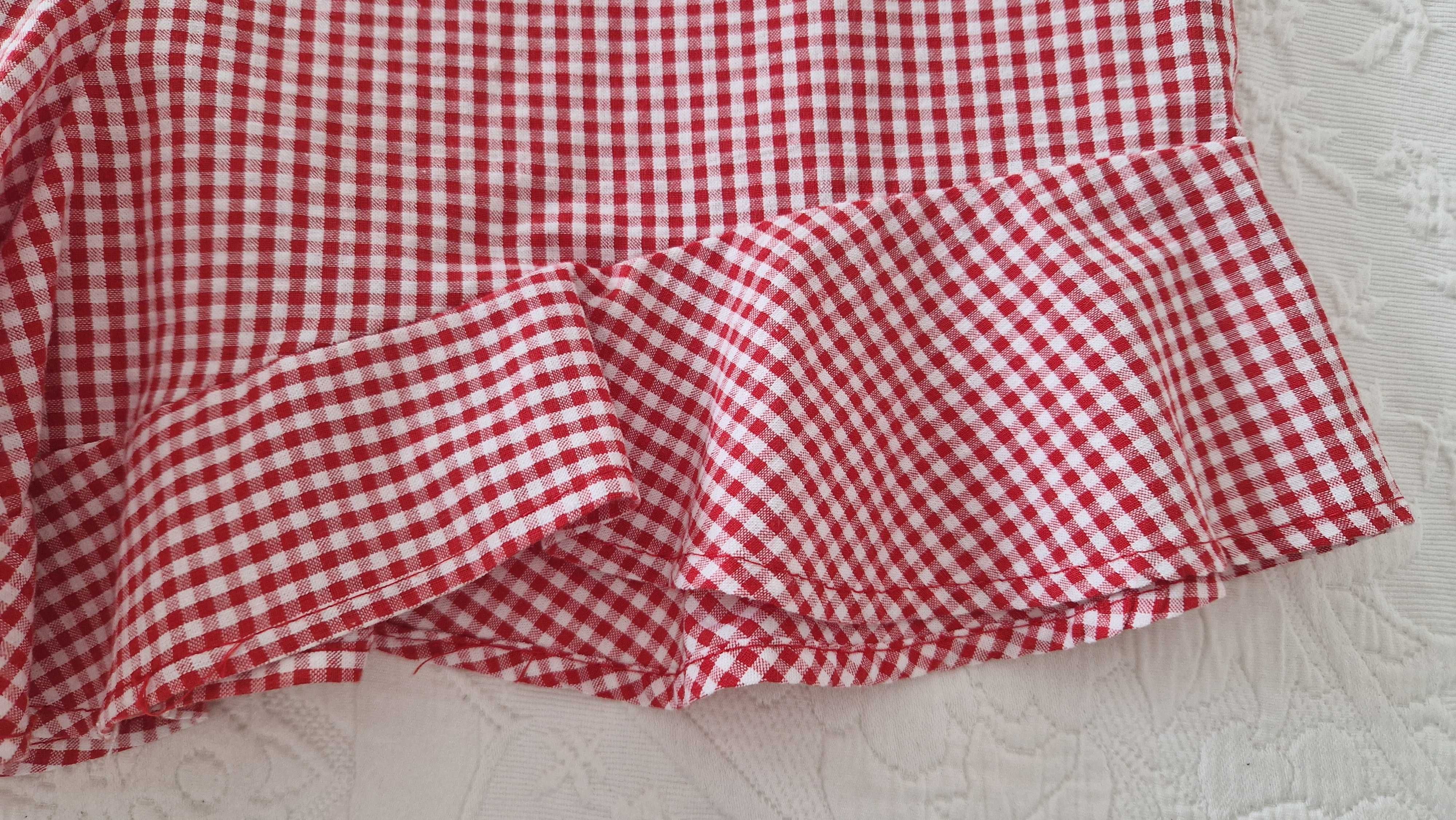Calções vichy, branco e vermelho, tamanho S