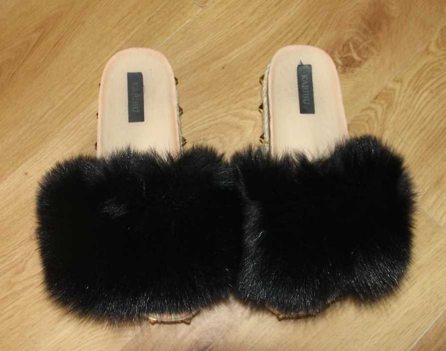 karibu klapki futerko futrzane czarne 39 skóra skórzane wojas