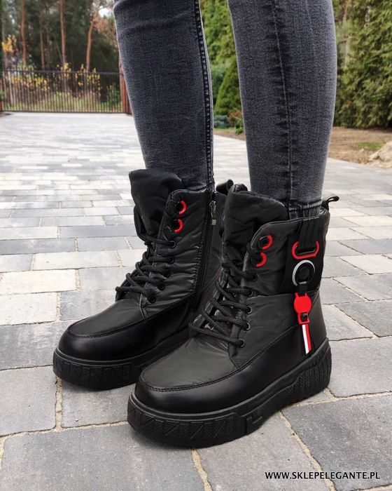 ŚNIEGOWCE botki damskie czarne ZIMOWE OCIEPLANE 36 37, 38 39 40