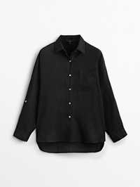 Чорна лляна сорочка Massimo Dutti розмір L