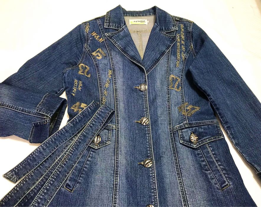 Тренч жіночий демісезонний джинсовий з поясом